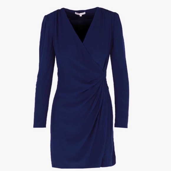 Maje | Dark Blue Faux Wrap Dress NWT - Picture 3 of 13